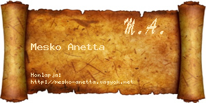 Mesko Anetta névjegykártya